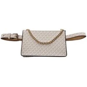 Micheal Kors Stylish Cream with brown trim Belt Bag size M.